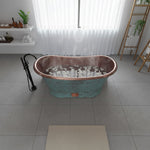 Load image into Gallery viewer, Slanting Base Copper Bathtub Hammered Antique Copper Interior &amp; Patina Exterior Finish

