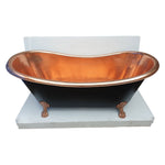 Load image into Gallery viewer, Hammered Clawfoot Copper Bathtub Copper Interior &amp; Black Exterior
