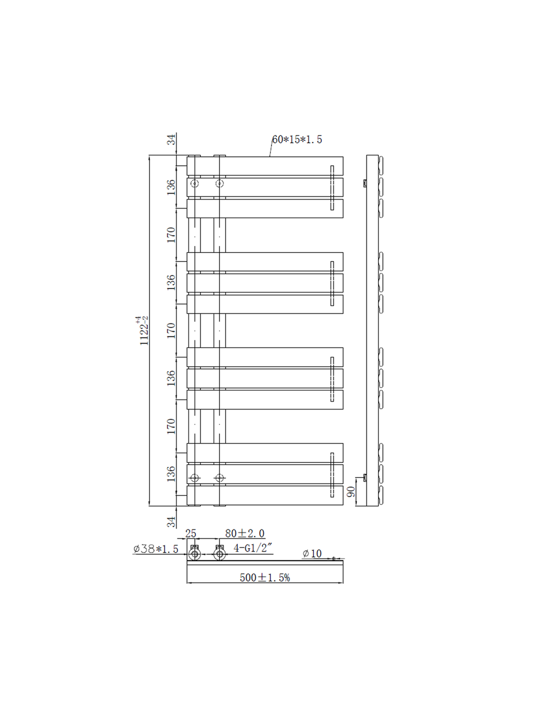 Wellington Designer Offset Towel Radiator