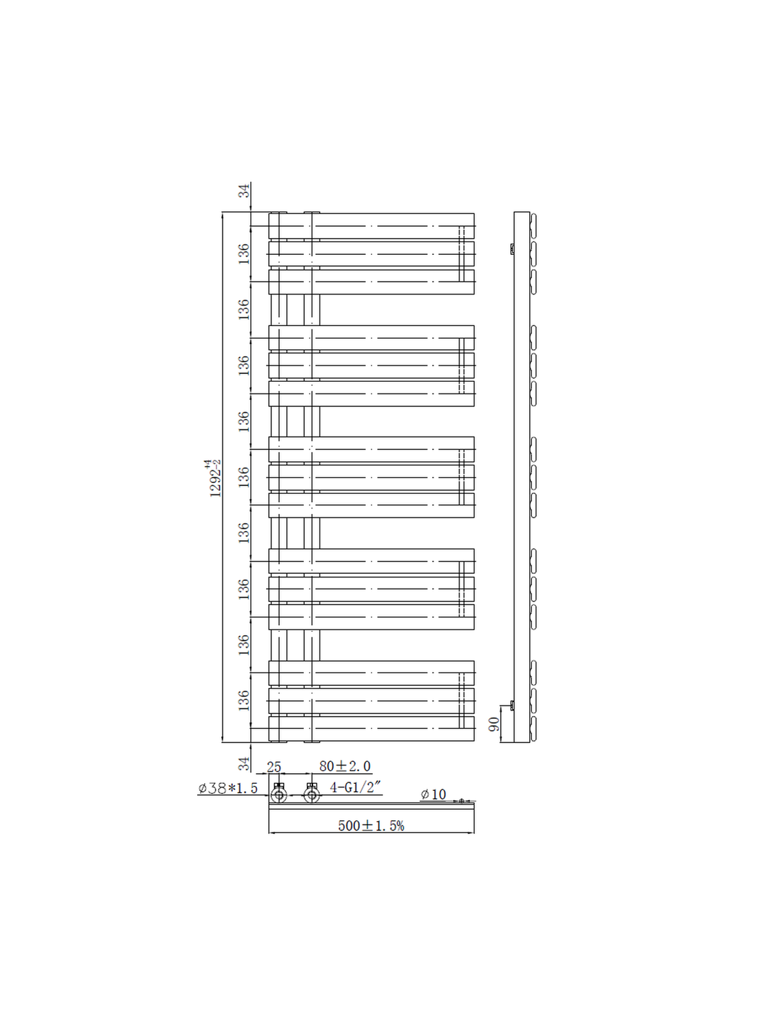 Wellington Designer Offset Towel Radiator