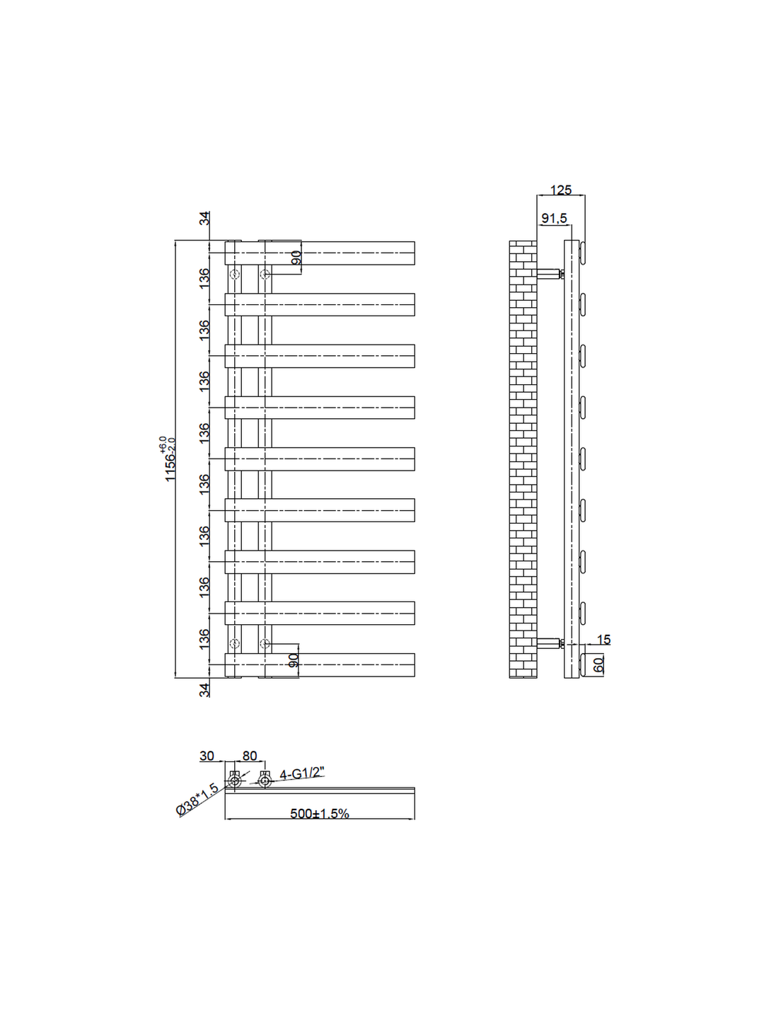Milton Designer Offset Towel Radiator