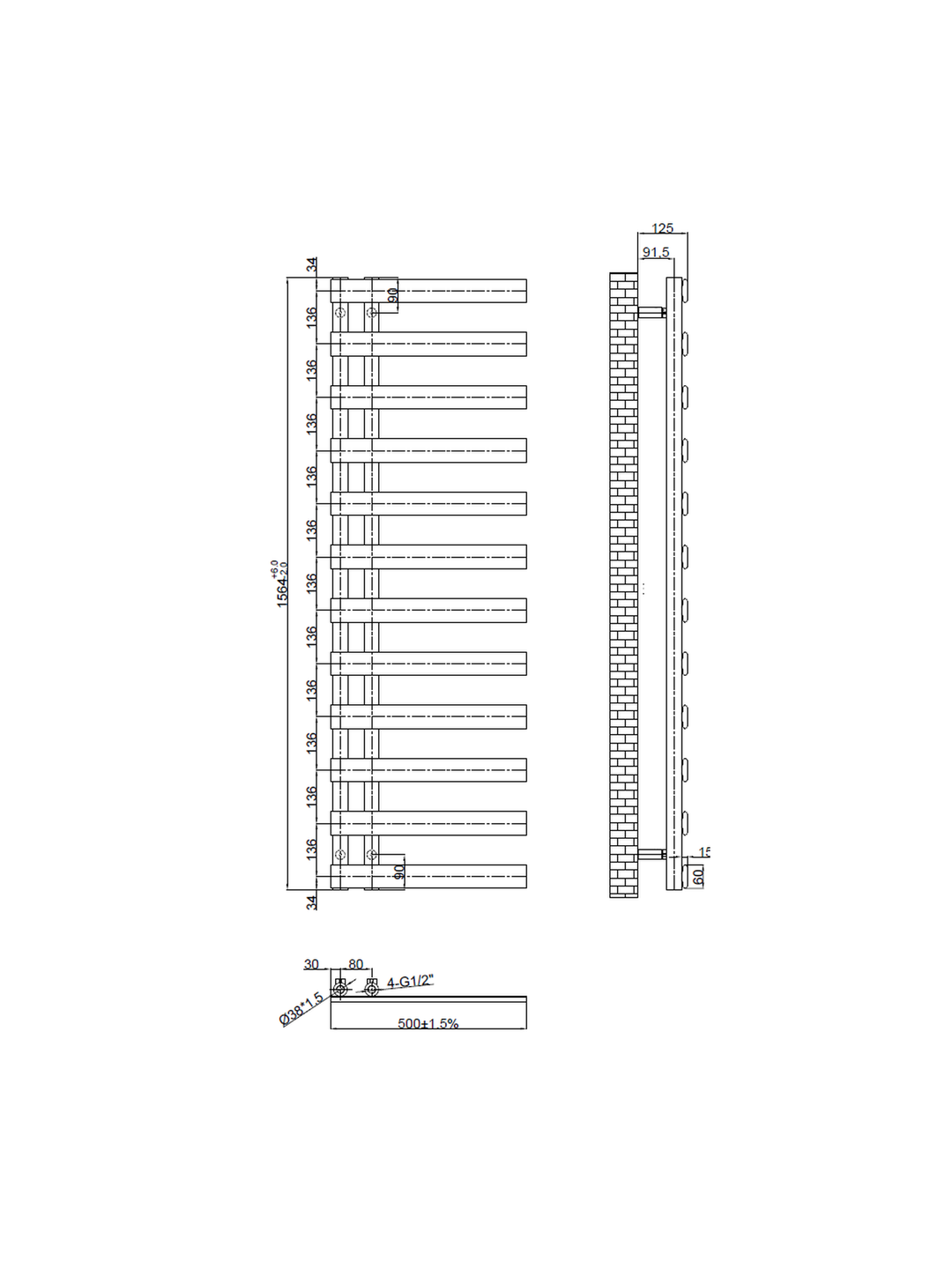 Milton Designer Offset Towel Radiator