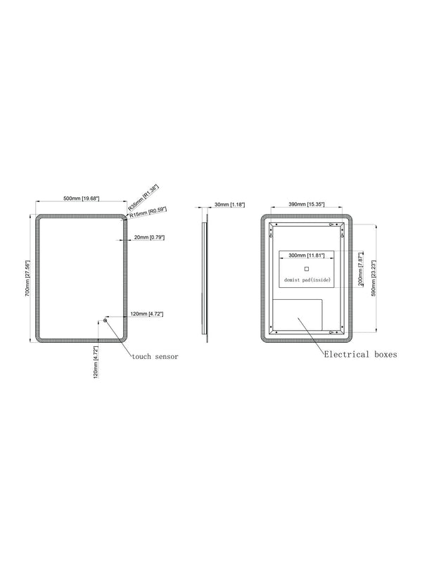 Angus Slimline LED Touch Mirror