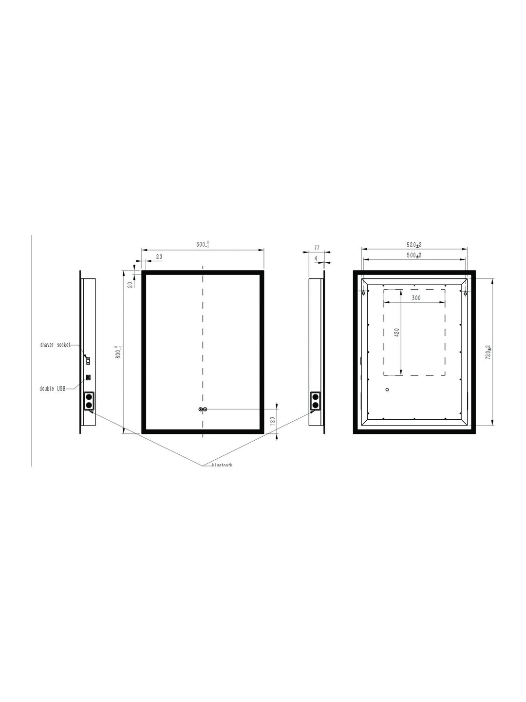 Alfie Square LED Edge Mirror with Wireless Speaker