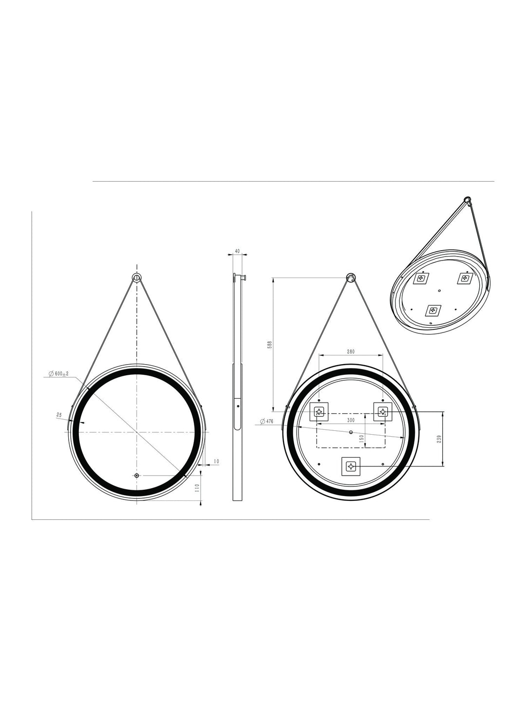 Delilah Orca LED Round Touch Mirror