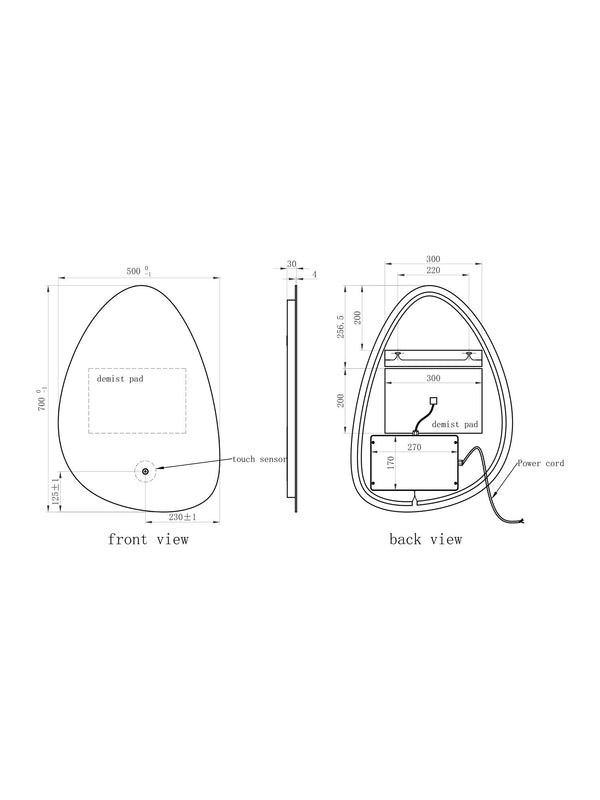 Sophie Pebble LED Touch Mirror with Demister