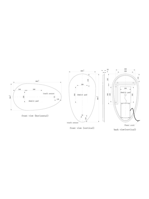 Jacob Teardrop LED Touch Mirror with Demister
