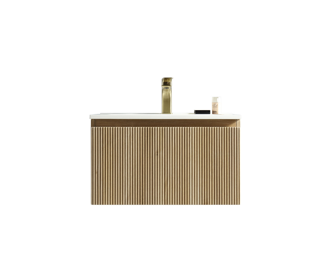 Flauto Fluted Wall Hung Vanity Unit with Matte Basin
