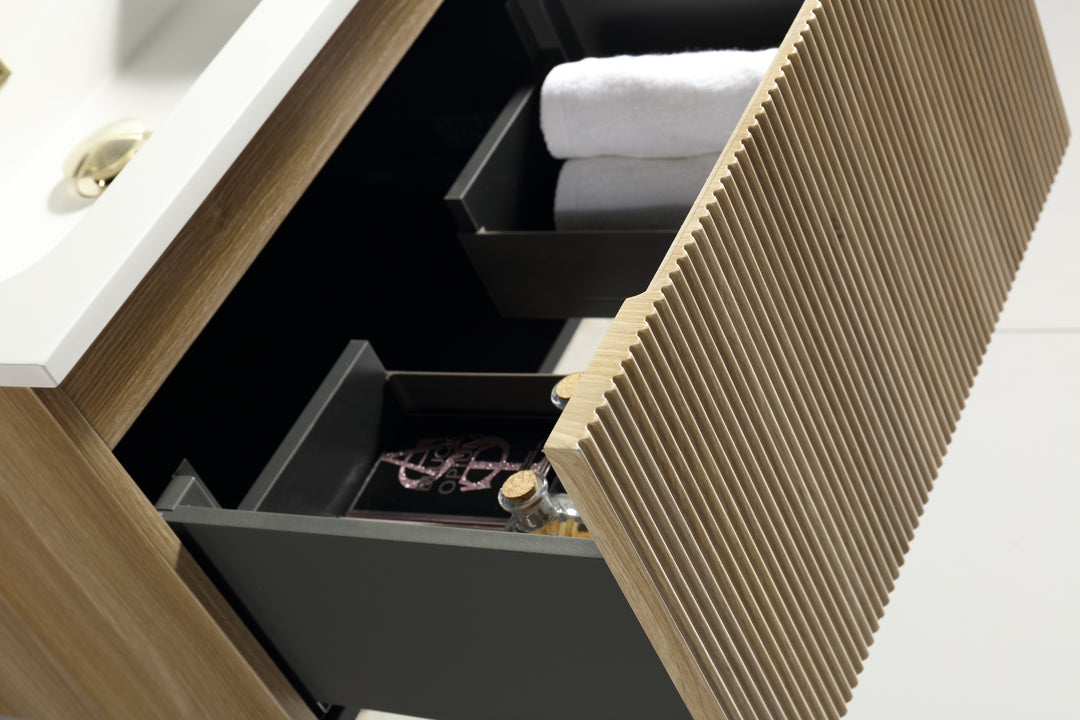 Flauto Fluted Wall Hung Vanity Unit with Matte Basin