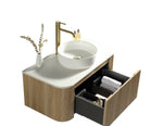 Load image into Gallery viewer, Flauto 870mm Fluted Wall Hung Curved Corner Vanity Unit with Sintered Stone Countertop
