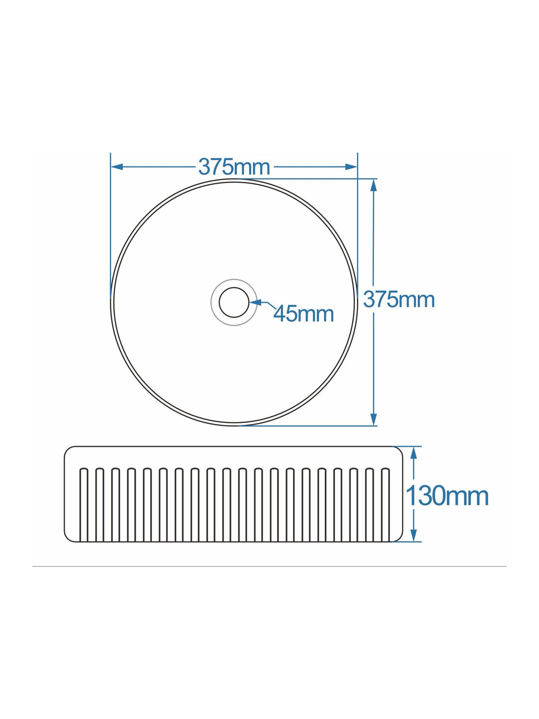 Flauto Fluted Round Countertop Basin