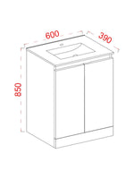 Load image into Gallery viewer, Plumb Essentials 600mm Double Door Floor Standing Vanity
