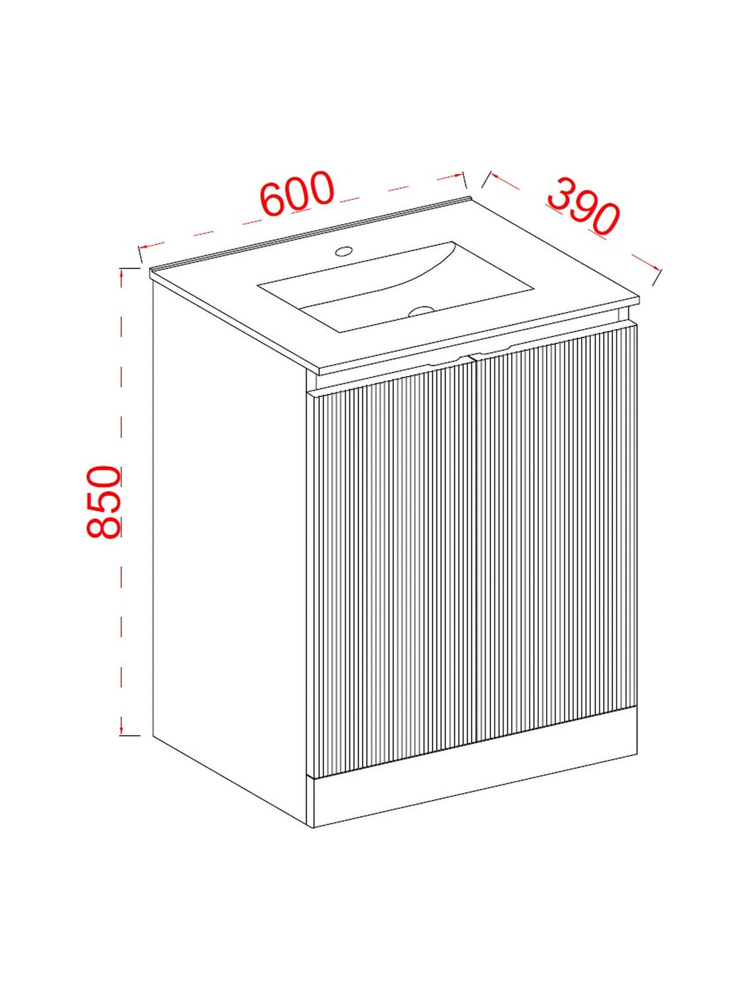 Plumb Essentials 600mm Double Door Floor Standing Vanity