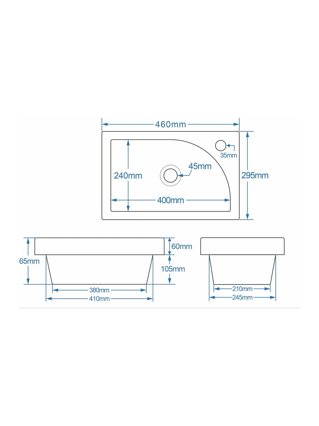 Flauto Mini 455mm Cloakroom Vanity Basin