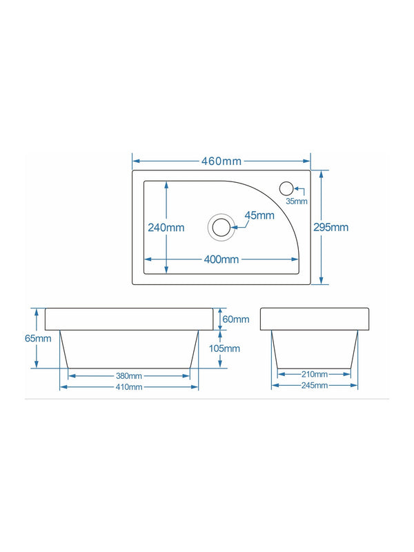 Flauto Mini 455mm Cloakroom Vanity Basin