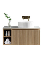 Load image into Gallery viewer, Flauto 800mm Wall Hung Vanity Unit with Side Storage Box &amp; Sintered Stone Countertop
