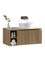 Load image into Gallery viewer, Flauto 800mm Wall Hung Vanity Unit with Side Storage Box &amp; Sintered Stone Countertop
