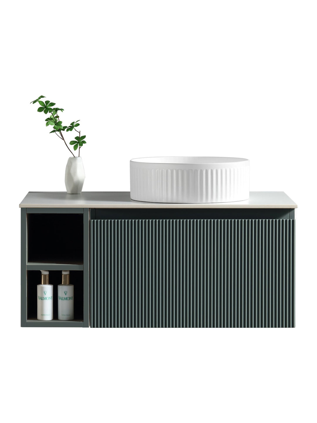 Flauto 800mm Wall Hung Vanity Unit with Side Storage Box & Sintered Stone Countertop