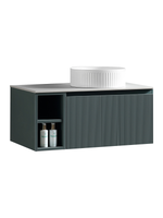 Load image into Gallery viewer, Flauto 800mm Wall Hung Vanity Unit with Side Storage Box &amp; Sintered Stone Countertop
