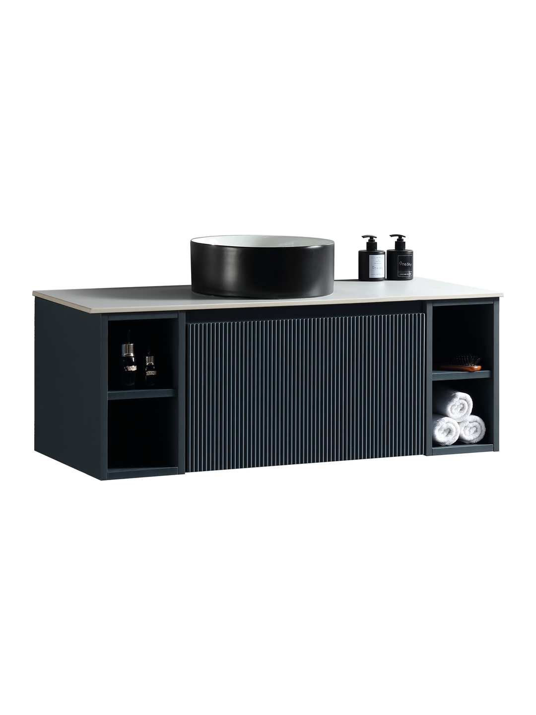 Flauto 1000mm Wall Hung Vanity Unit with Twin Side Storage & Sintered Stone Countertop