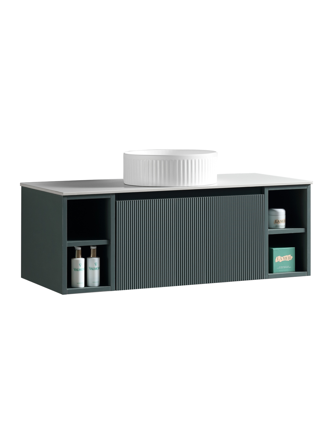 Flauto 1000mm Wall Hung Vanity Unit with Twin Side Storage & Sintered Stone Countertop