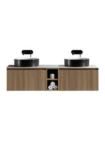 Load image into Gallery viewer, Flauto 1400mm Wall Hung Double Vanity Unit with Storage Box &amp; Sintered Stone Countertop

