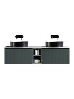 Load image into Gallery viewer, Flauto 1400mm Wall Hung Double Vanity Unit with Storage Box &amp; Sintered Stone Countertop
