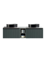 Load image into Gallery viewer, Flauto 1400mm Wall Hung Double Vanity Unit with Storage Box &amp; Sintered Stone Countertop
