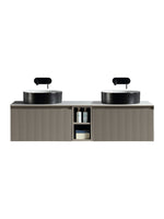 Load image into Gallery viewer, Flauto 1400mm Wall Hung Double Vanity Unit with Storage Box &amp; Sintered Stone Countertop
