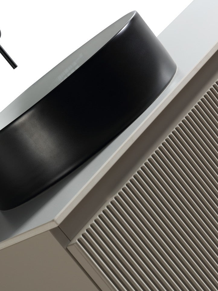 Flauto 1400mm Wall Hung Double Vanity Unit with Storage Box & Sintered Stone Countertop