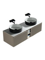 Load image into Gallery viewer, Flauto 1400mm Wall Hung Double Vanity Unit with Storage Box &amp; Sintered Stone Countertop
