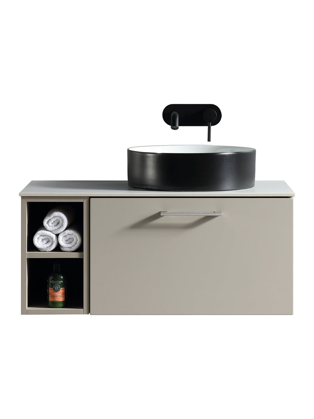 Piatta 800mm Wall Hung Vanity Unit with Side Storage & Sintered Stone Countertop