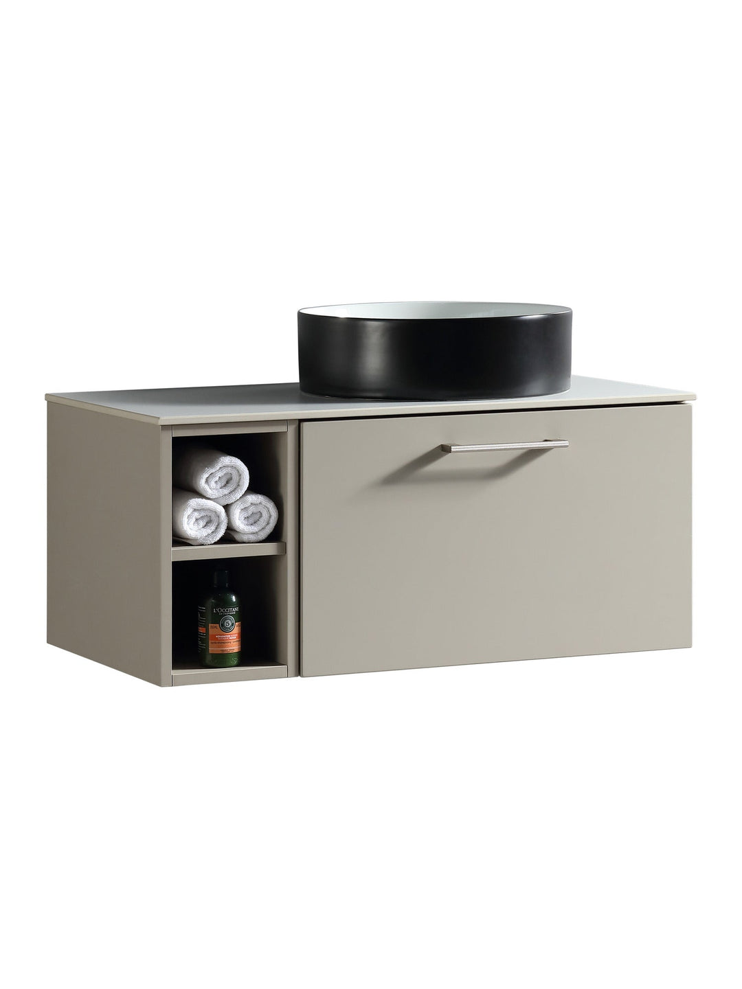 Piatta 800mm Wall Hung Vanity Unit with Side Storage & Sintered Stone Countertop