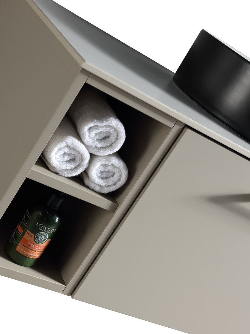 Piatta 800mm Wall Hung Vanity Unit with Side Storage & Sintered Stone Countertop