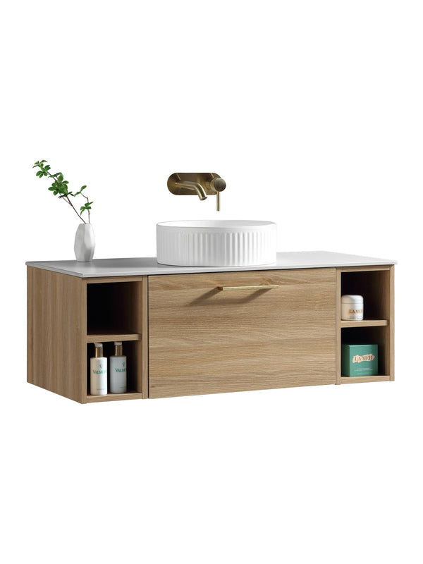 Piatta 1000mm Wall Hung Vanity Unit with 2 Side Storage & Sintered Stone Countertop