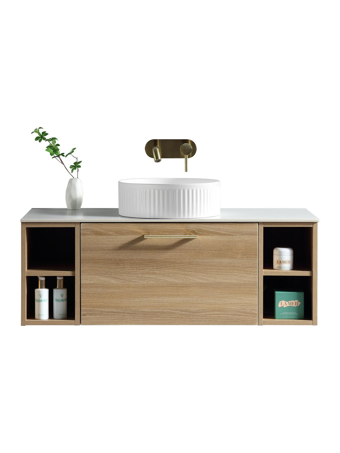 Piatta 1000mm Wall Hung Vanity Unit with 2 Side Storage & Sintered Stone Countertop
