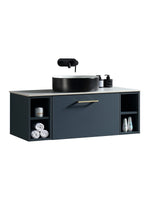 Load image into Gallery viewer, Piatta 1000mm Wall Hung Vanity Unit with 2 Side Storage &amp; Sintered Stone Countertop
