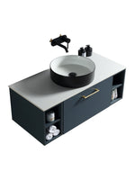 Load image into Gallery viewer, Piatta 1000mm Wall Hung Vanity Unit with 2 Side Storage &amp; Sintered Stone Countertop
