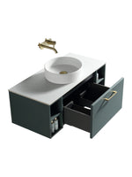 Load image into Gallery viewer, Piatta 1000mm Wall Hung Vanity Unit with 2 Side Storage &amp; Sintered Stone Countertop
