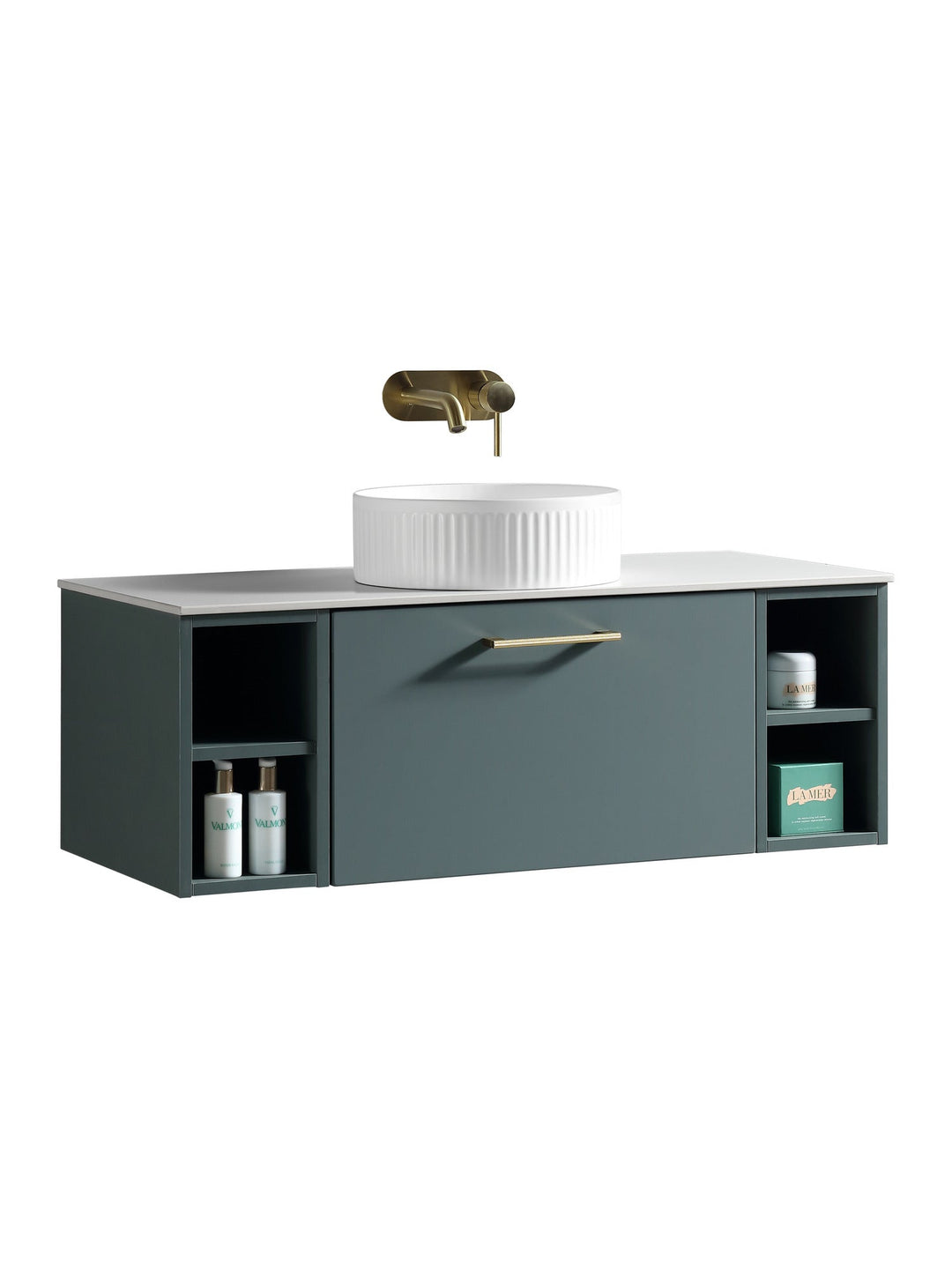 Piatta 1000mm Wall Hung Vanity Unit with 2 Side Storage & Sintered Stone Countertop
