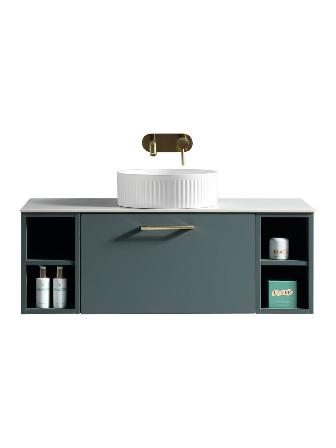 Piatta 1000mm Wall Hung Vanity Unit with 2 Side Storage & Sintered Stone Countertop