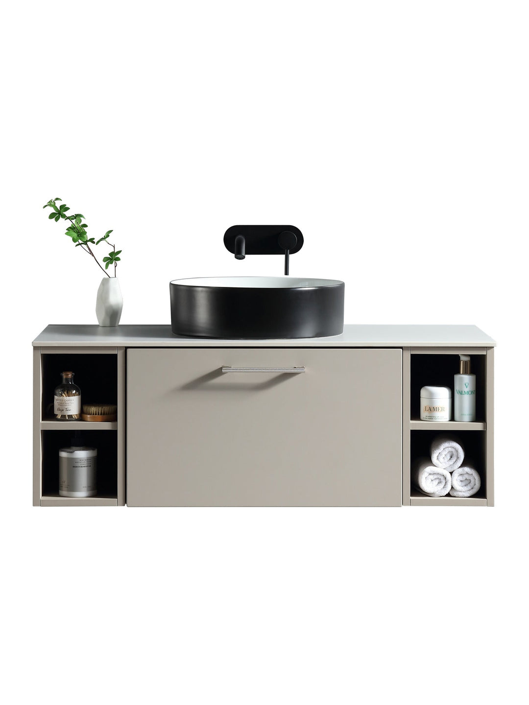 Piatta 1000mm Wall Hung Vanity Unit with 2 Side Storage & Sintered Stone Countertop