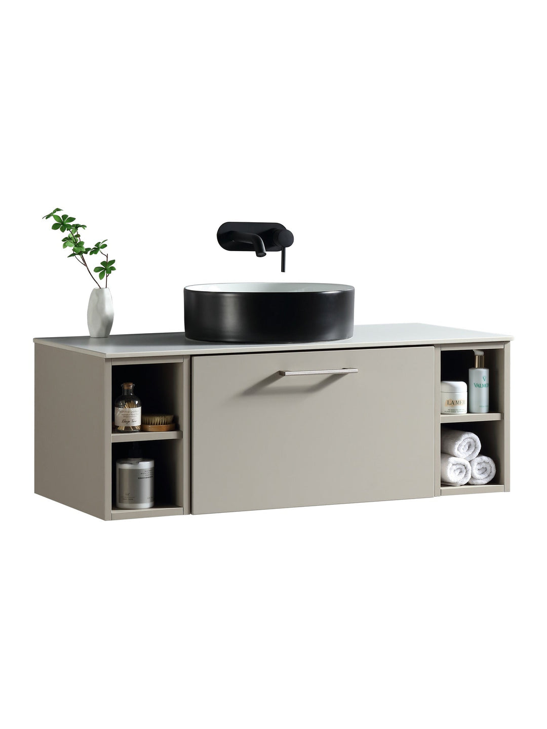 Piatta 1000mm Wall Hung Vanity Unit with 2 Side Storage & Sintered Stone Countertop