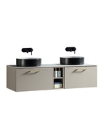 Load image into Gallery viewer, Piatta 1400mm Wall Hung Double Vanity Unit with Side Storage &amp; Sintered Stone Countertop
