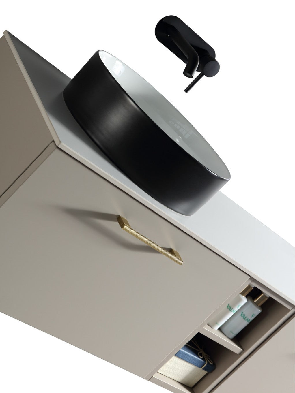 Piatta 1400mm Wall Hung Double Vanity Unit with Side Storage & Sintered Stone Countertop