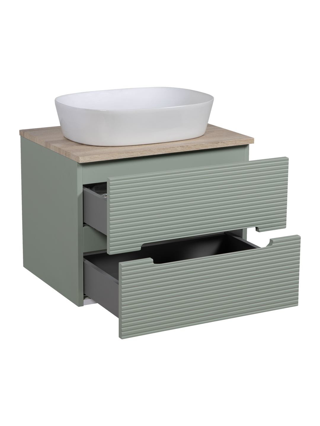 Monza Plus 600mm Fluted Wall Hung Vanity Unit with Countertop