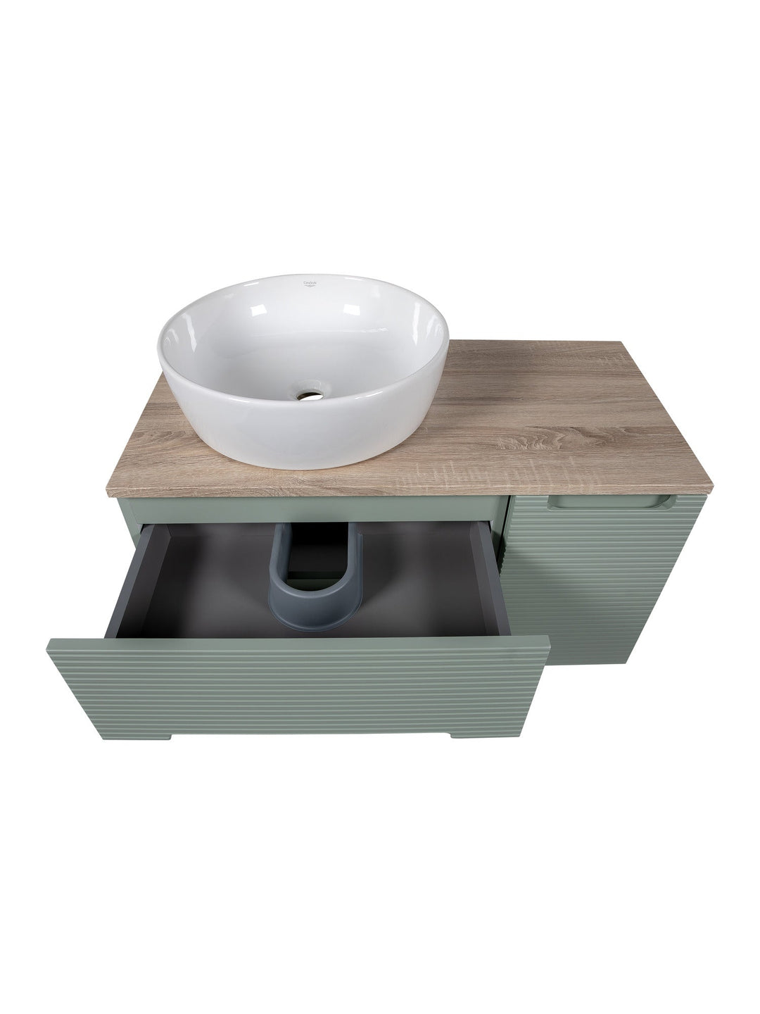 Monza Plus 900mm Fluted Wall Hung Vanity Unit with Side Cabinet & Countertop