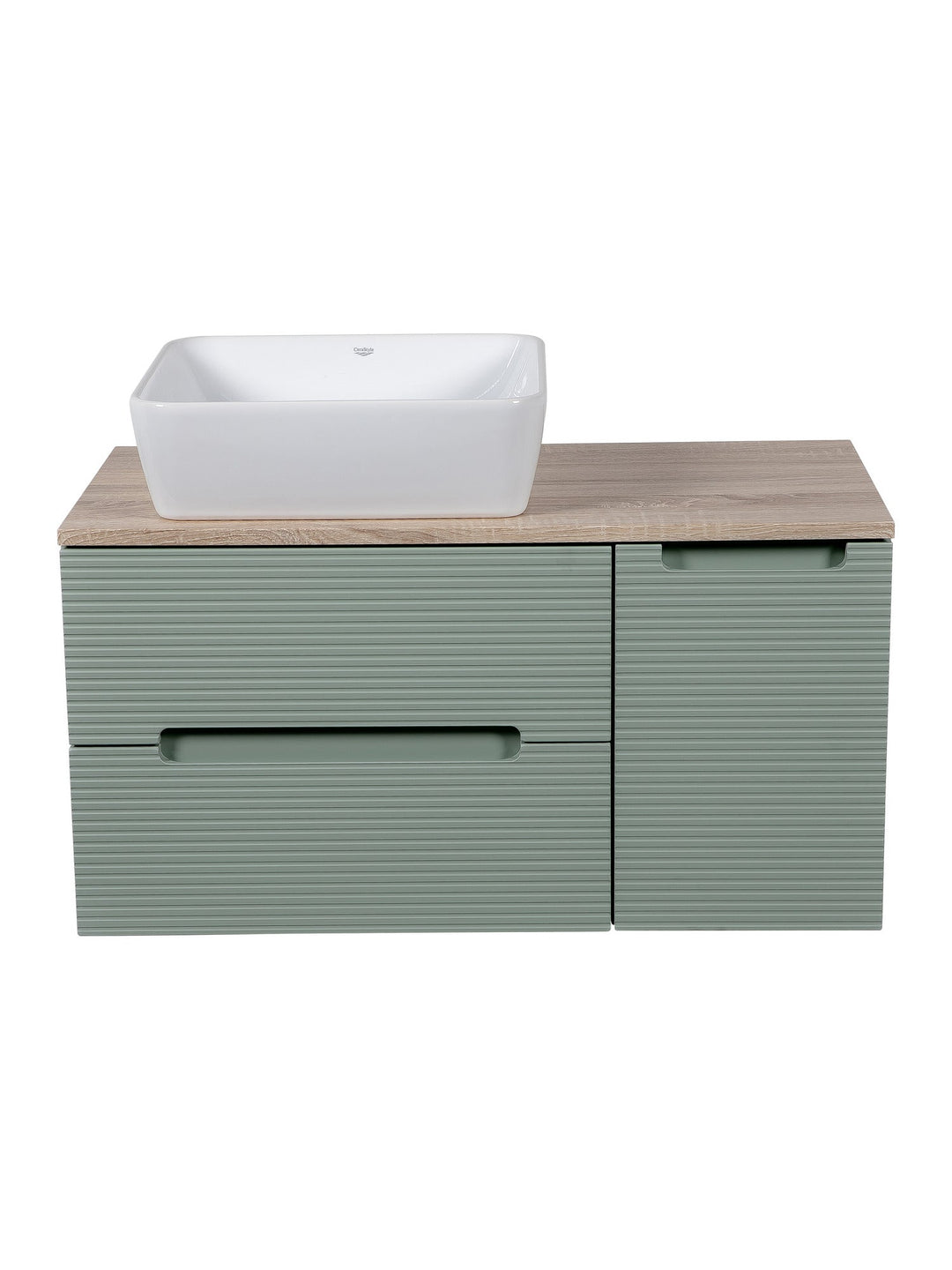 Monza Plus 900mm Fluted Wall Hung Vanity Unit with Side Cabinet & Countertop