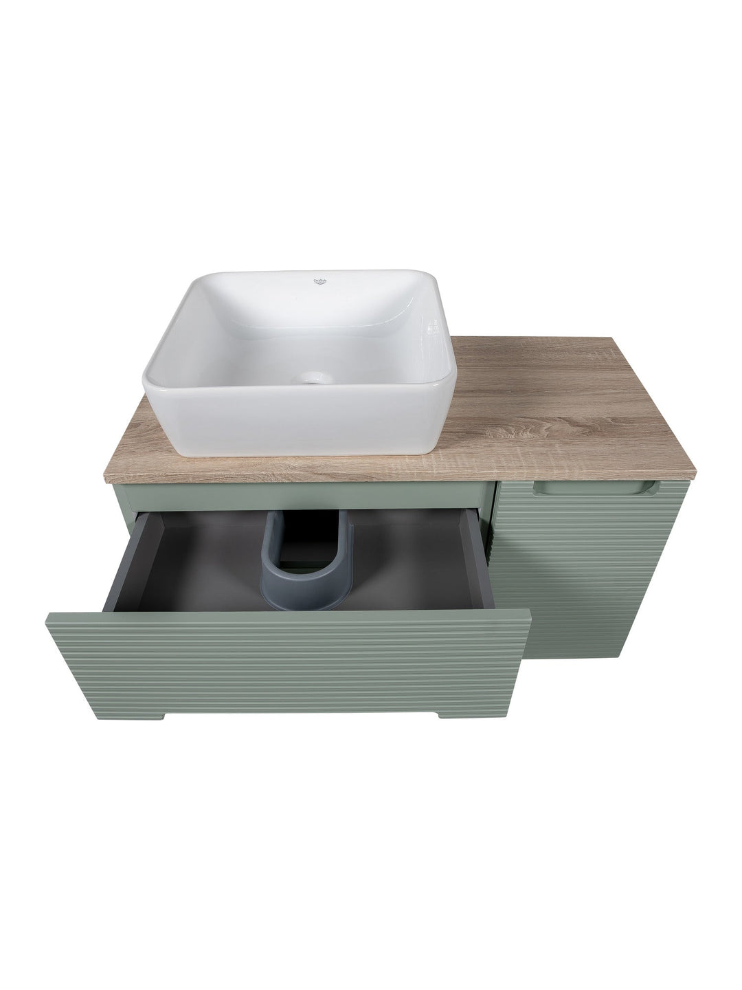 Monza Plus 900mm Fluted Wall Hung Vanity Unit with Side Cabinet & Countertop