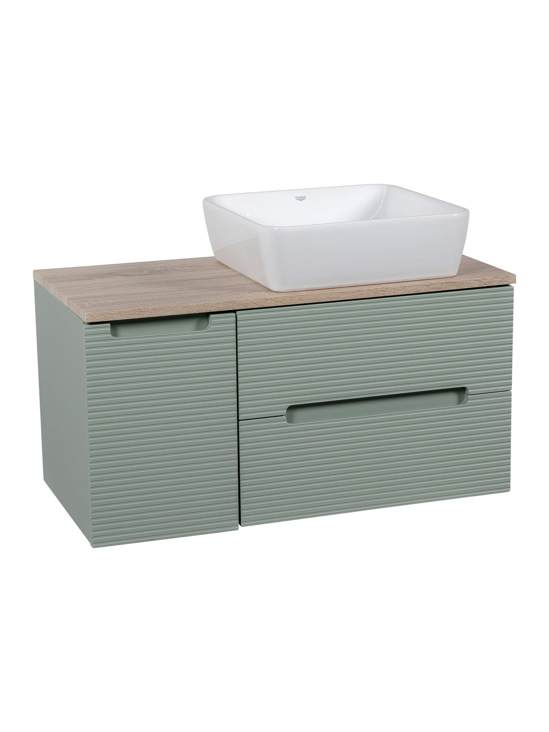 Monza Plus 900mm Fluted Wall Hung Vanity Unit with Side Cabinet & Countertop